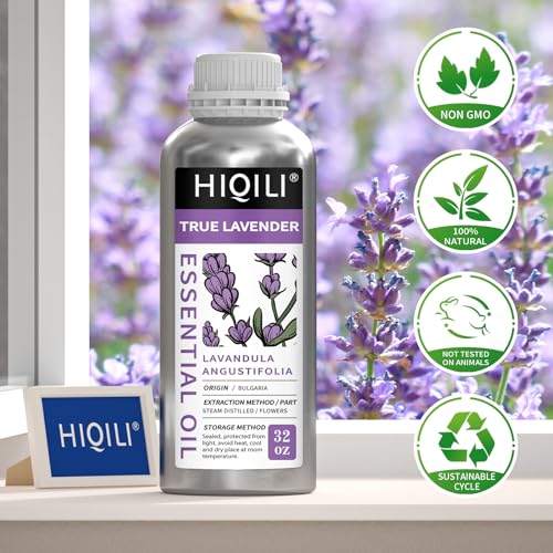 Image of HIQILI 32 Fl Oz Lavender Essential Oil Pure, for Aromatherapy Diffuser, Hair, Includes Premium Dropper-32 Ounces