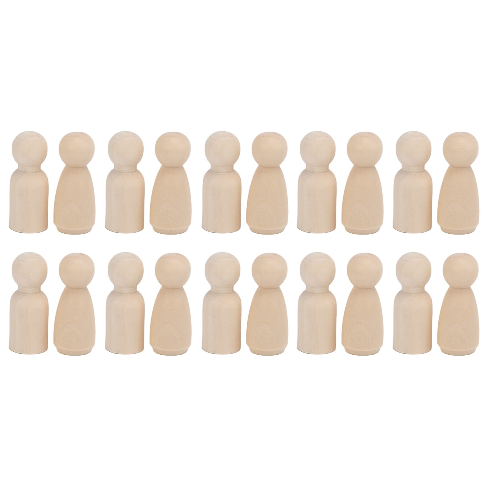 Wooden Peg Dolls Kit Unfinished Angel Shape DIY Craft Toys for Kids Toddlers Children Painting Decorations 20 Pieces Natural Wood Color Smooth Safe Non (43MM Mixed Male and Female Baby)