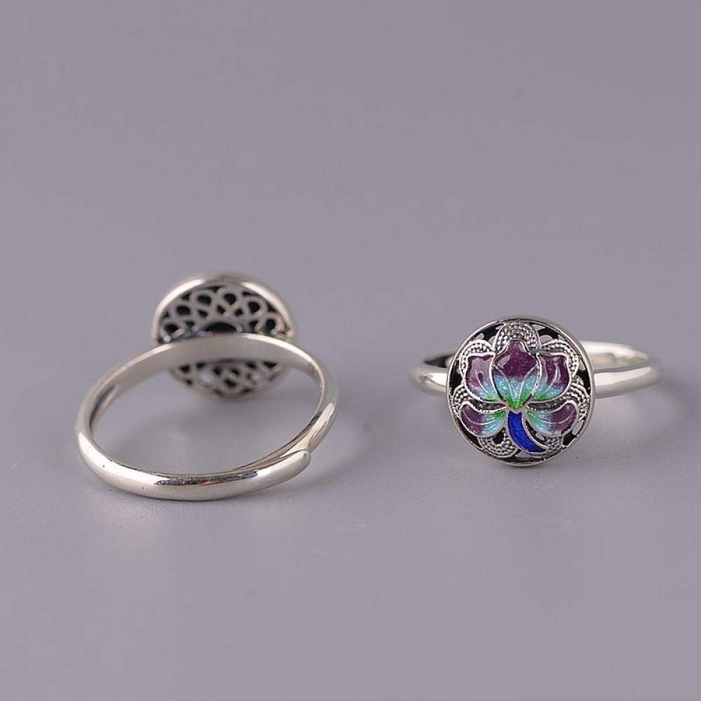 HGJH Silberringe Damen 925,S925 Sterling Silber Pfingstrose Blume Ring Verstellbare Ringe Rund Retro Zeigefinger Ring Silber Ewigkeitsring Hochzeit Charme Schmuck Geschenke Für Männer Mädchen Damen