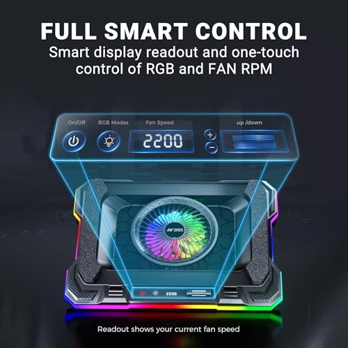 Ant Esports NC320 RGB Gaming Laptop Cooling Pad, Rapid Cooling Laptop Stand with 1*140MM Quite Fan with RPM Controller, Smart and OneTouch Display... - Image 3