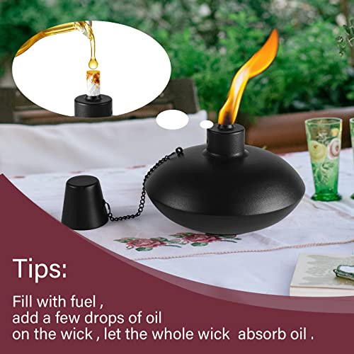 ZSZMFH 4 Pack Metal Table Top Torches,18 oz Citronella Torches for Outside, Refillable Citronella Flame Light Torch with Wicks and Covers, Landscape Lanterns Torches for Party, Garden Decor,DIY