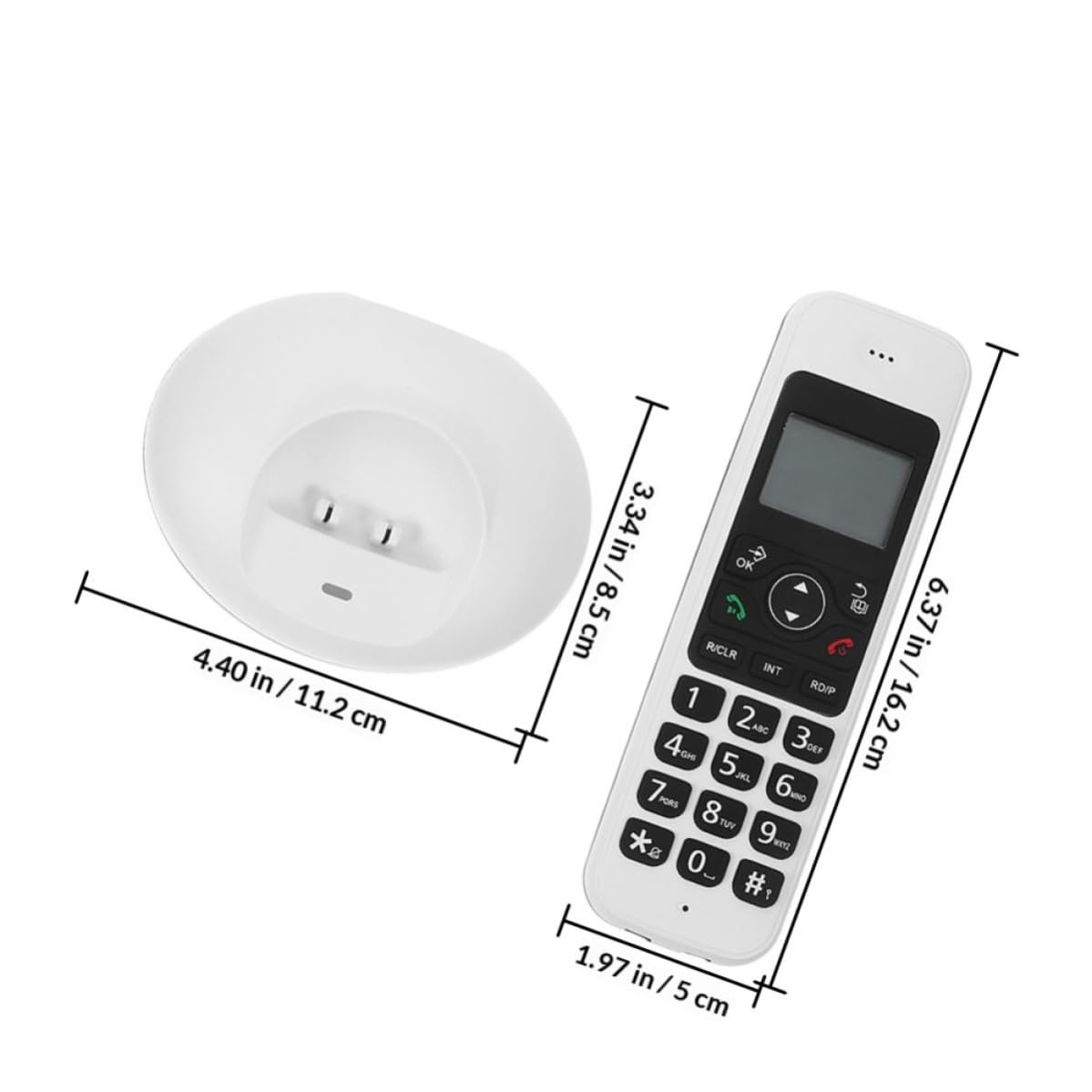 Luxshiny Telefono Cordless Domestico Espandibile, Telefono Fisso Senza Fili Display LCD e Tasti Grandi, Bianco, per Casa e Ufficio, per Anziani e Ipovedenti