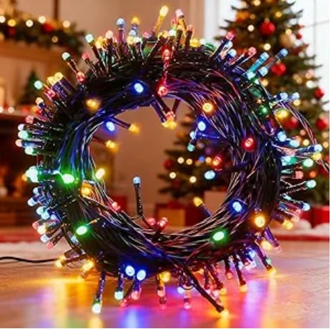 GlobaLink bunte 20m LED-Lichterkette mit 200 mehrfarbigen Dioden, IP44 wetterfeste strombetriebene Weihnachtsbeleuchtung mit 8 Lichtmodi & Speicher, Innen- und Außendeko für Weihnachtsbaum