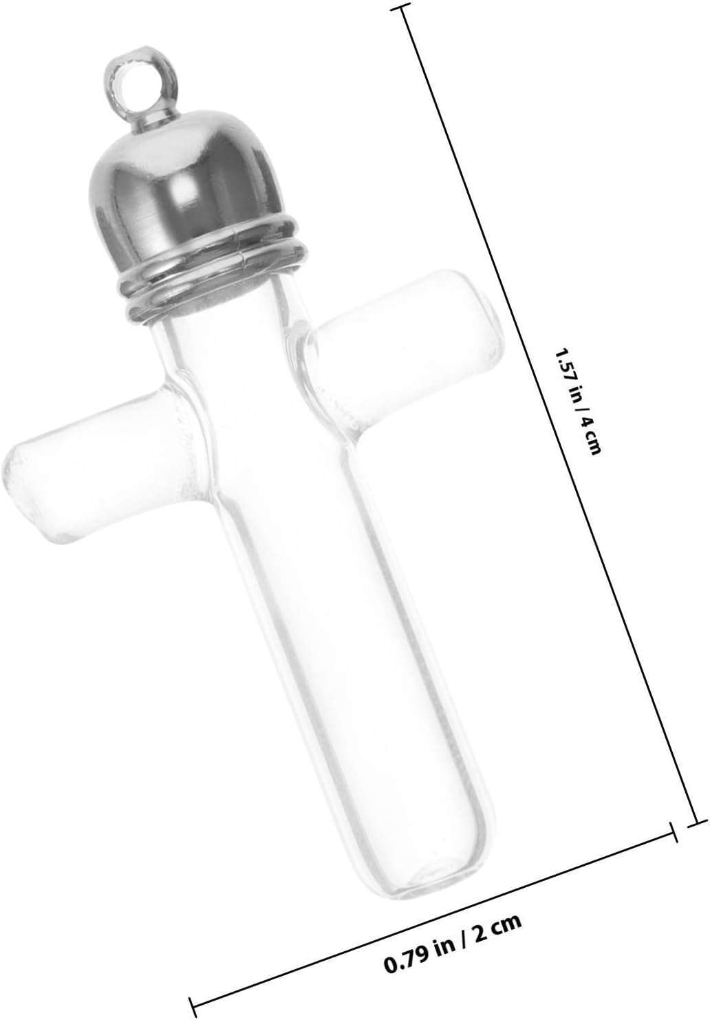 Mini Glass Wishing Bottle Pendant Charm with 6mm Cross and Nickel Cap