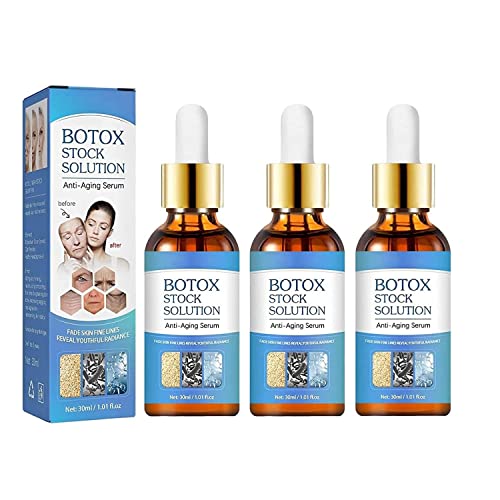 3pcs botox stock solution facial serum, 2023 Newest Botox Face Serum,Lighten Skin Fine Lines and Black Spots for All Skin Types (3PCS)