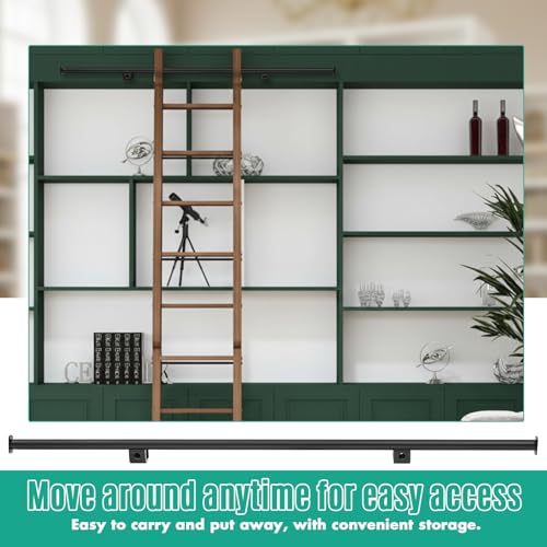 Image of Zonon 4 ft Metal Extension Track for Hook Rolling Kit System for Rolling Library Step Ladder No Rollers, No Ladder