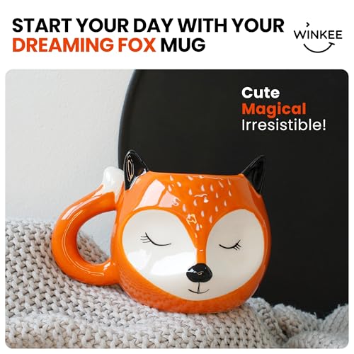 Tazón de café XXL Dreaming Fox de cerámica Winkee 450 ml miniatura 2
