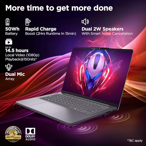 Image of Lenovo IdeaPad Slim 3, 13th Gen Intel Core i5-13420H, 16GB RAM, 512GB SSD, WUXGA IPS, 14 inch /36.8cm, Windows 11, Office Home 2024, Grey, 1.4Kg, Backlit Keyboard, 1Yr ADP Free, 83K000CXIN Laptop