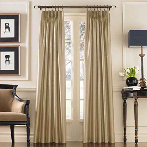 Curtainworks Marquee Faux Silk Pinch Pleat Curtain Panel, 30 by 84", Sand, W 30" x L 84" (1 Panels) - Image 2