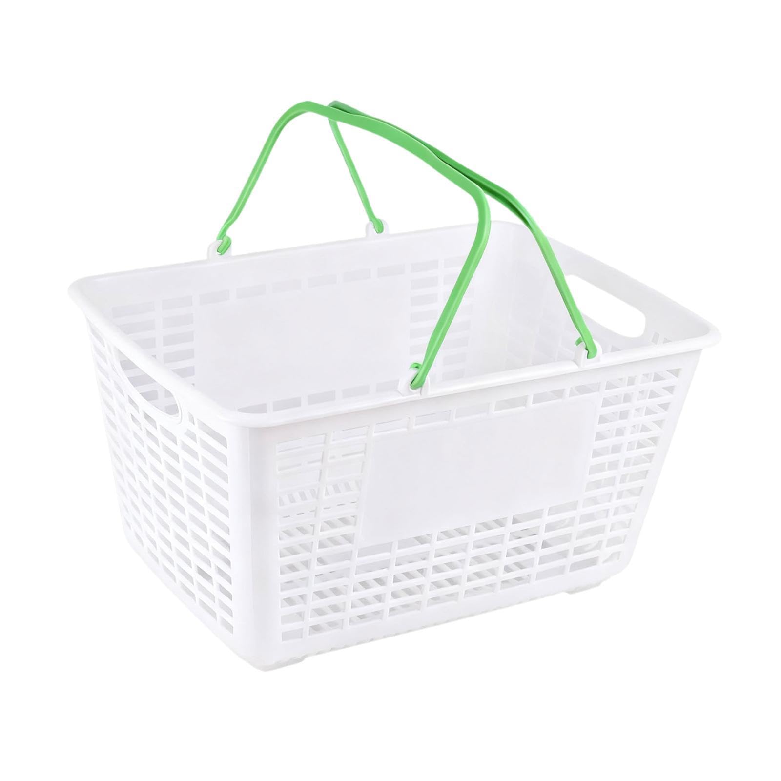 Qianly Einkaufskorb Aufbewahrungskorb mit Griff Supermarkt Organizer Spielzeugkorb Lebensmittelkorb Aus PP Material mit Ergonomischem Tragegriff für Einzelha, GrÜn