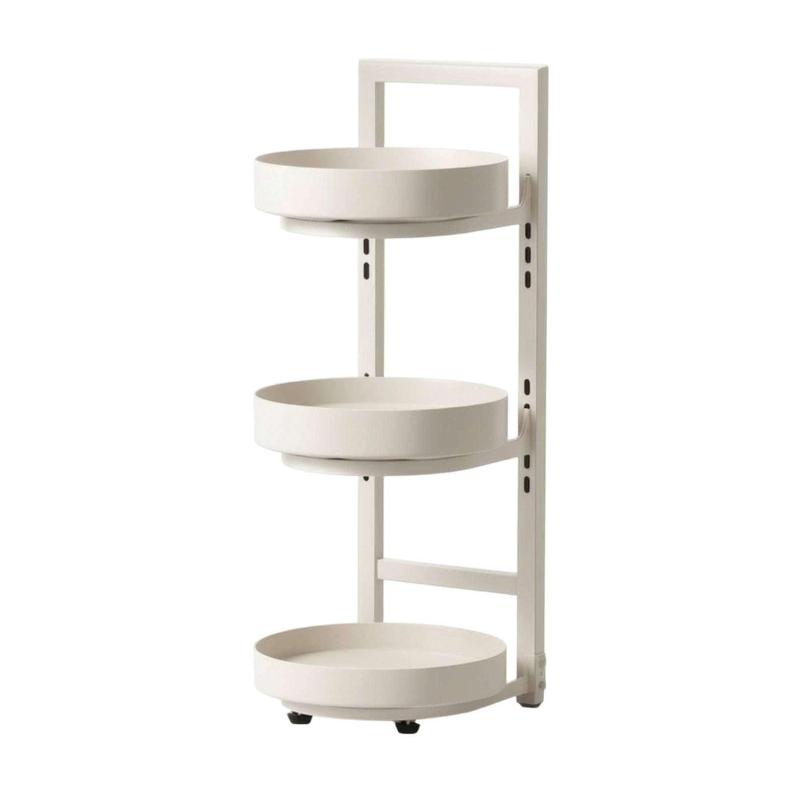 predolo Étagère à Épices Réglable Étagère Rotative Compact Présentoir Rotatif, Trois Couches, Blanc Laiteux