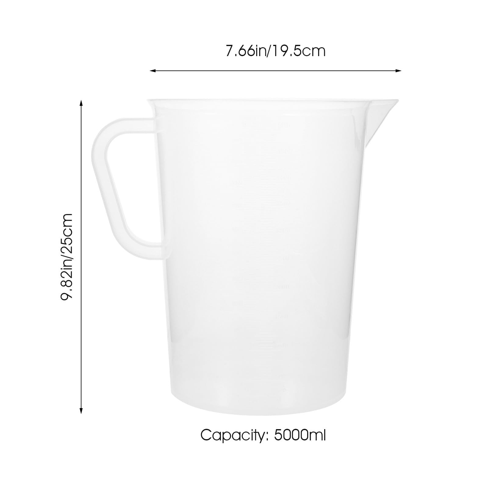 TOYANDONA Misurino 5000ml in Plastica Doppia Scala Graduata Brocca Graduata Resistente al Calore per Cucina e Cottura Pratica per Uso Domestico e Professionale
