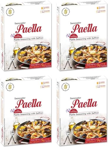 Sazonador para paella con azafrán Hacendado Sazonador de Paella con Azafrán 48 raciones (12 Sobres)