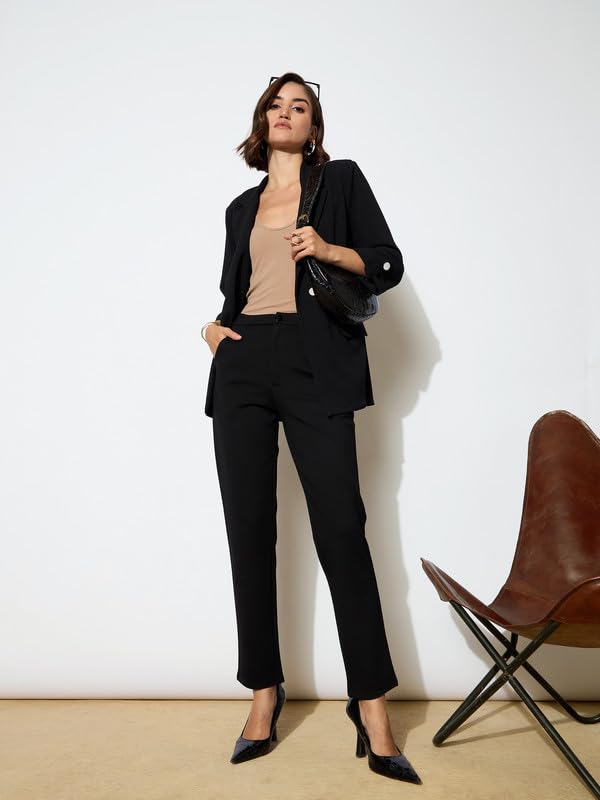 Image of Black 4-Way Stretch Tapered Pants