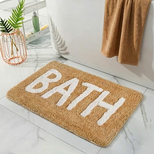 Image of Bathmat 1200 GSM Microfiber Machine Washable and Quick Dry Bathroom Mats for Bathroom /Kitchen /Living Room /Home /Office /Entrance (38cm x 58cm, Pack of 1) Beige
