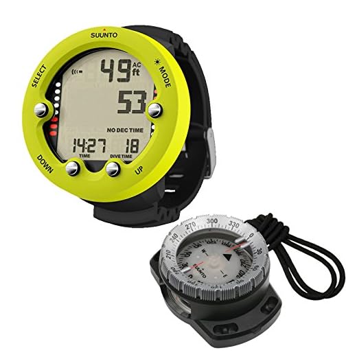 Actionsport äventyr Suunto Zoop Novo dykdator med bungee kompass SK 8 i set GUL
