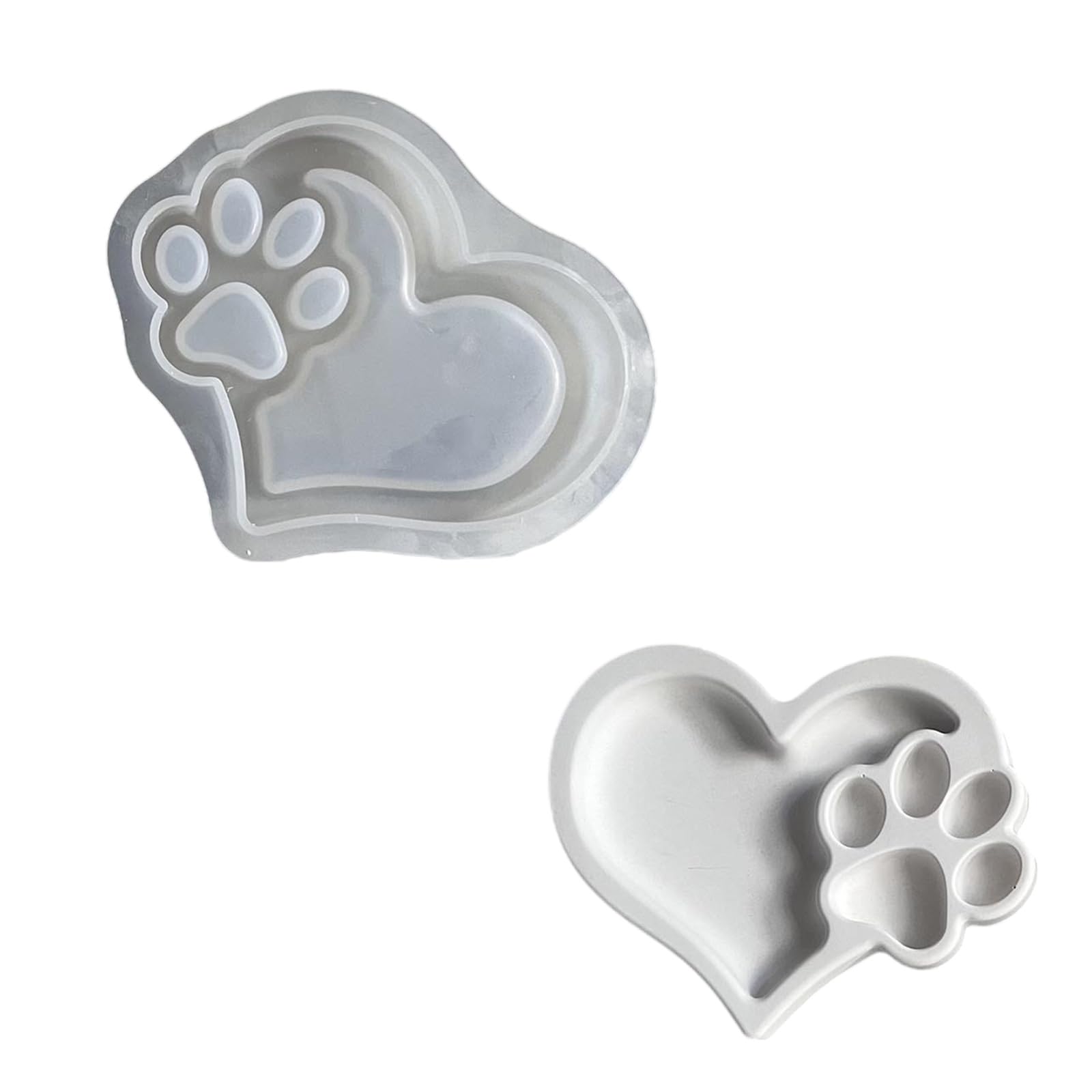 Heart Shaped Cats Paws Tray Mold Easy Release Silicone Holder Plate with Heart Designs for Crafting CatsPaws