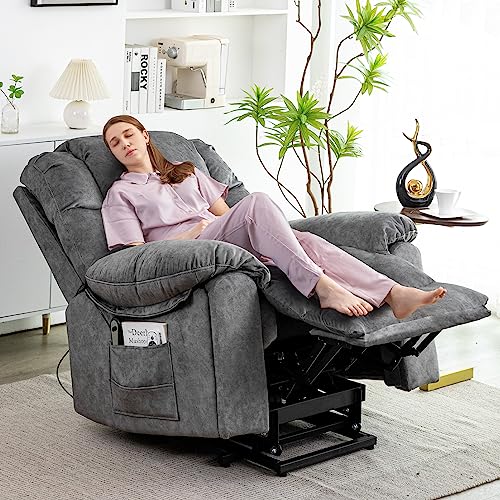 Homyedamic Power Lift Recliner Heated Massage Chair For Elderly, Electric Stand Up Hideable Cup Holders Oversized Lounge Wide Lazy Boy Ergonomic Senior Sofa For Home (Grey) #TOP6