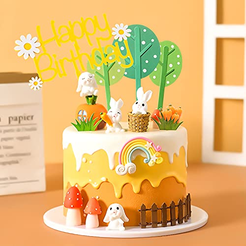 9 Pcs Rabbit Cake Decorations Bunny Miniature Figure Carrot Cake Topper Bunny Cake Topper Bunny Birthday Party Supplies Rabbit Birthday Party Supplies #TOP3