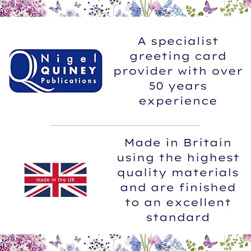 Nigel Quiney Female Birthday Card - Happy Birthday Card with 'Birthday Wishes' Floral Butterfly Design and a Foil Finish - Birthday Card for Women or Girls - Image 4