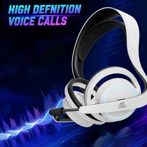 Image of Ant Esports Stealth50 Open Back Wireless Gaming Headset with Bluetooth 5.4 & 2.4GHz Low Latency, 50mm Drivers, Detachable Mic, RGB Lighting, USB-C Charging for PC, PS5, Laptop, Mobile & Tablet - White
