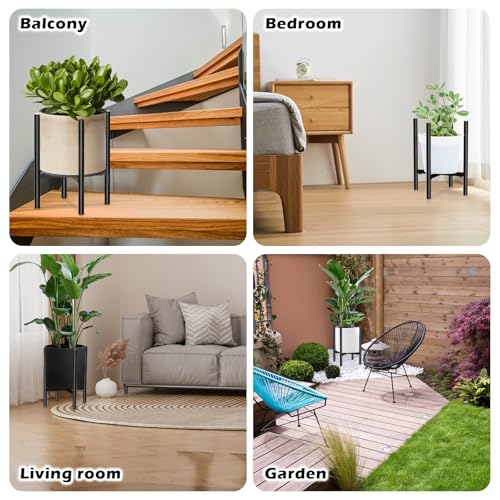 Miniatura 6 de Nviyam Soporte Para Flores Ajustable, Soporte Para Plantas De Metal Negro, Taburete Para Plantas, Soporte Para Macetas Para Interior Y Exterior, Soporte Para Macetas Para Macetas De 20-35 Cm, Taburete