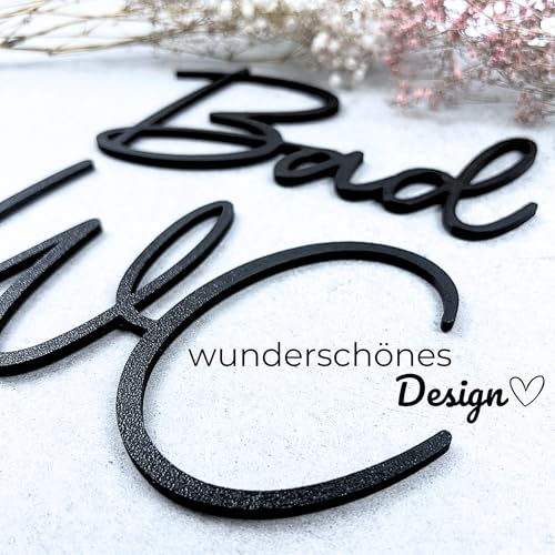 Baakenhome WC-Bad Schild 2er Set | Edles Design | Selbstklebend | Made in Germany | WC Schild, Toilettenschild, Bad Deko