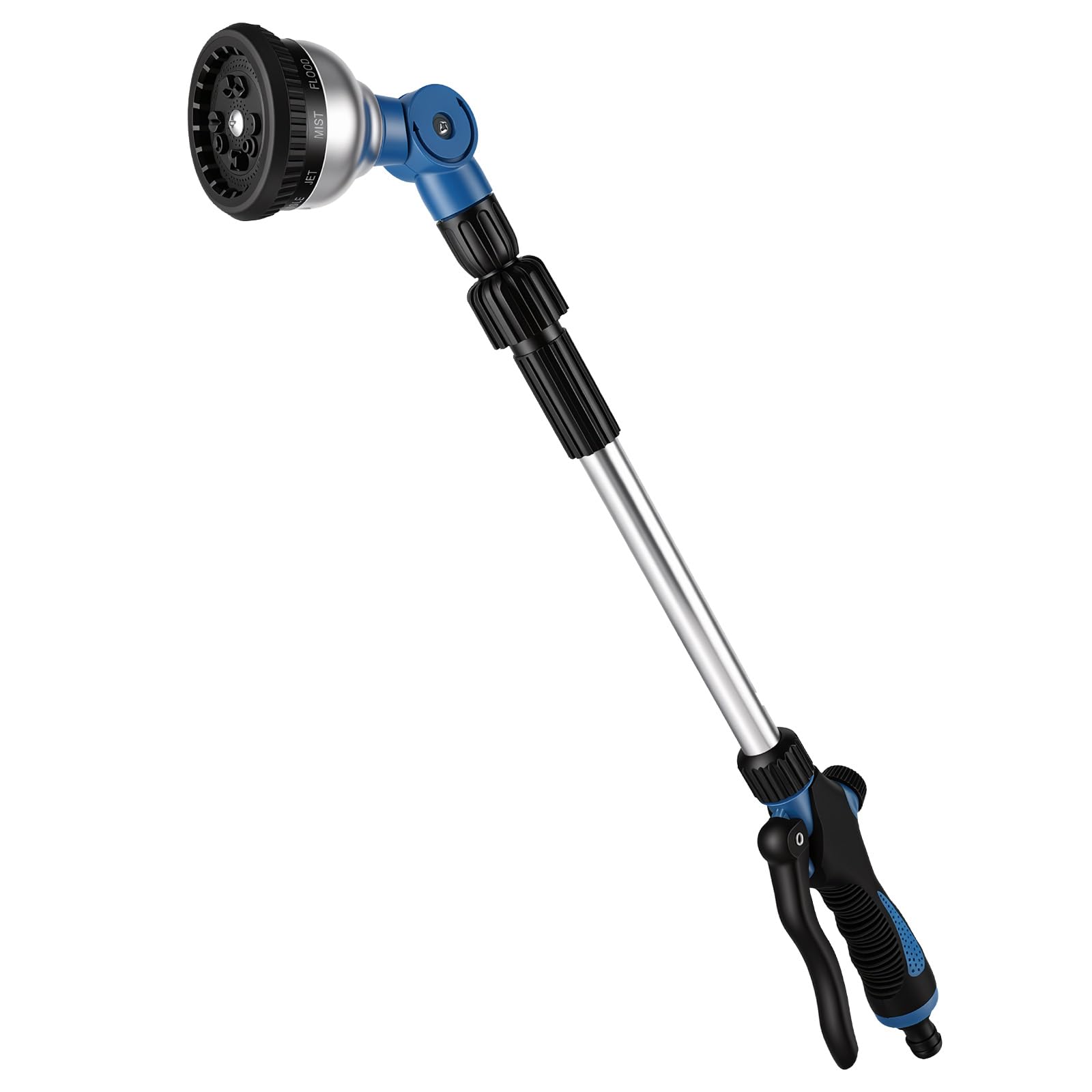 AOOWU Watering Lance Heavy Duty, 80cm Telescopic Watering Lance, 180° Adjustable Nozzle Metal Spray Gun, Long Garden Hose Gun, 10 Spray Patterns for Water Hanging Baskets, Shrubs, Lawn, Wash Car & Pet