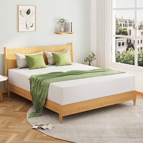 Image of EGOHOME King Size Memory Foam Mattress, 12 Inch Bed Mattress in a Box with Cooling Green Tea Gel, Relieve Pressure with Medium Firm Support, CertiPUR-US Certified, 80''L x 76''W, White