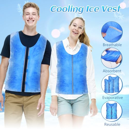 Image of Cooling Vest for Men & Women - Water Activated Cooling Vest for Extreme Heat, Reusable PVA Safety Construction Work Vest for Outdoor Sports, Running, Fishing, No Ice Packs Needed