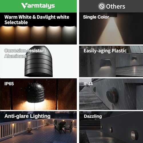 Image of Low Voltage Deck Lights - Landscape 12V LED Step Lights Outdoor, 2700K /3000K /3500K /4000K /5000K Selectable, IP65 Waterproof Aluminum Black Lighting for Stair Yard Patio Fence 6 Pack