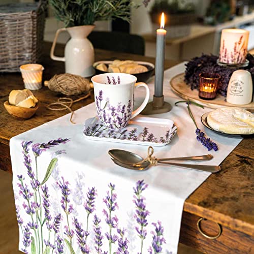 Ambiente Kaffeetasse Lavender Shades White 400ml Teetasse Henkeltasse Lavendel Kaffee-Tasse Tee-Tasse Henkel-Tasse Lavendelblüten