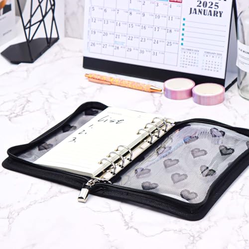 Image of Black A6 Binder Zipper Lace Lover Budget Planner Cover | 6 Rings