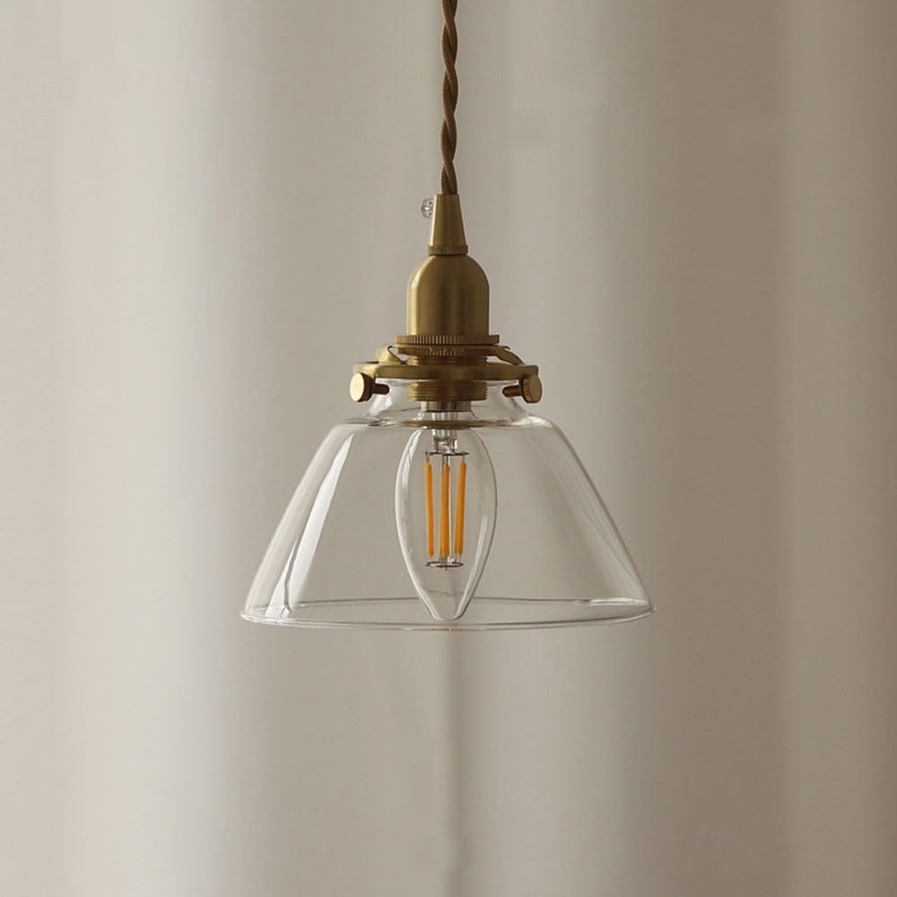Plafonnier vintage verre transparent lampe de chevet suspendue chambre