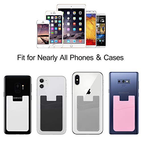 Ss Card Holder For Back Of Phone, Phone Wallet Stick-On Credit Card Sleeve Pocket Silicone Cell Phone Pouch Compatible For Iphone,Samsung Galaxy And Most Samrtphones 4 Pack #TOP6