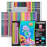 KALOUR (カルロア) 60点 アートドローイングセット マルチテクニック色鉛筆 油性 メタリック 水彩 ネオン マカロンパステル アーティスト向け