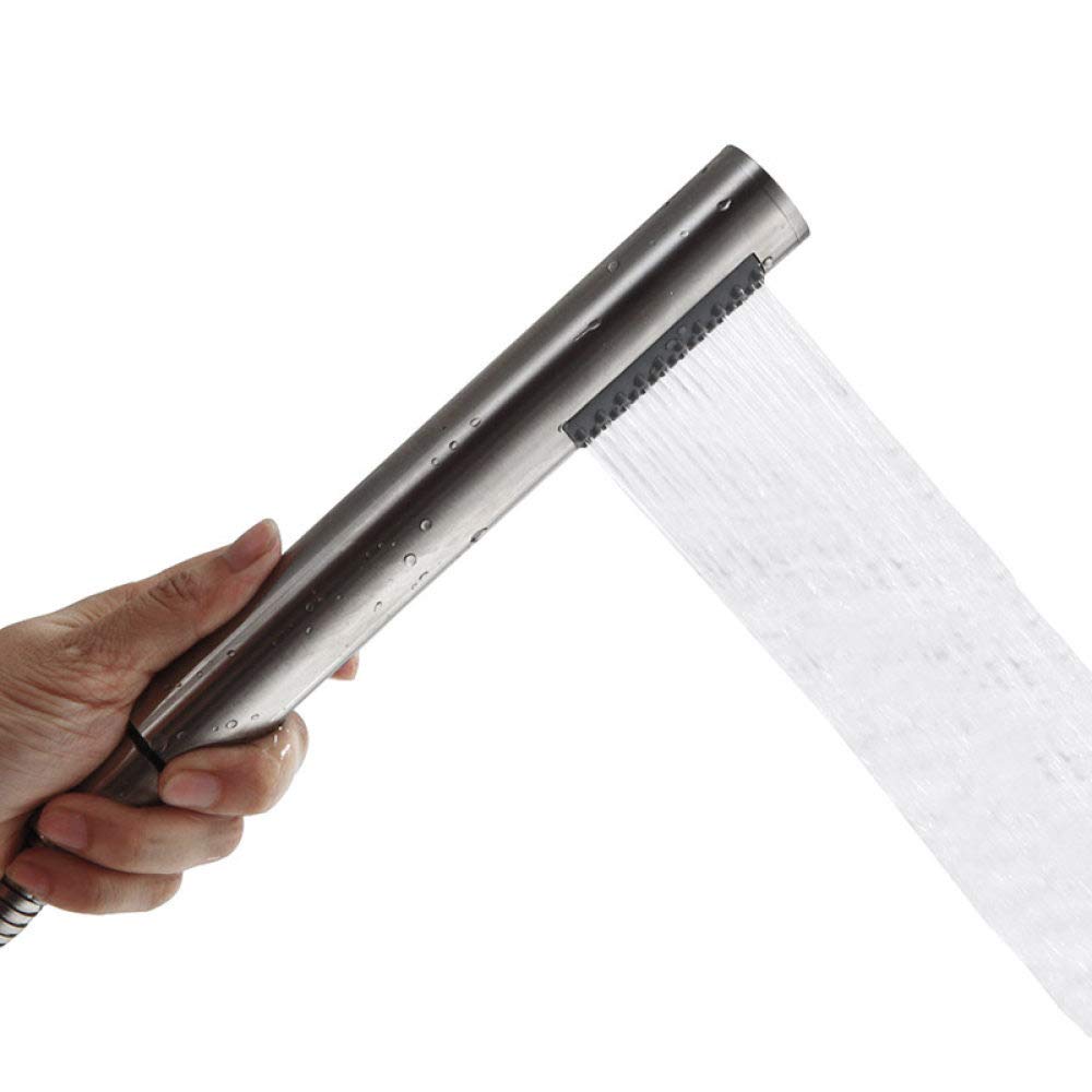 Cabezal de Ducha de Mano de Acero Inoxidable Cepillado para baño, rociador de baño, Manguera de Ducha de 1,5 Metros, Soporte de Montaje en Pared, Cabezal de Ducha Individual (Kit d