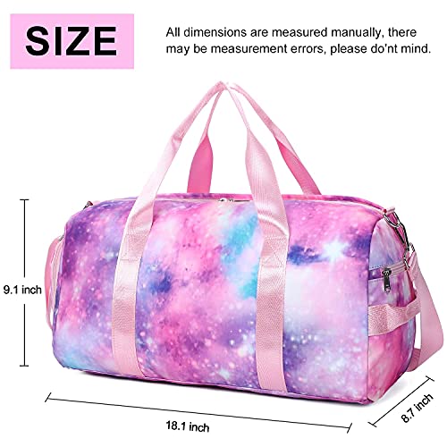 Duffle-Bag-for-Gym-Sports-Women-Girls-Workout-Travel-Bag-Weekender-with-Shoe-Compartment-and-Wet-Pocket-Pink-Galaxy