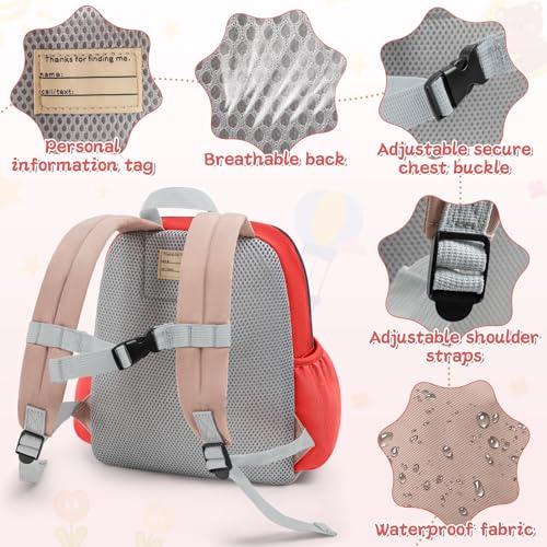 Image of Toddler Backpack for Boys & Girls 1-3 Years, 10.5 Inch Lightweight Kids Bookbag, Preschool Backpack for Kindergarten, Daycare, Travel, Durable Small Child School Bag, Beige
