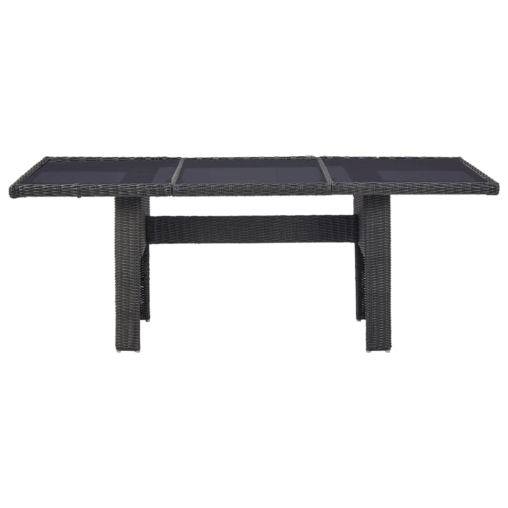 Hommdiy Garten Esstisch Gartentisch Terrassentisch Gartenmöbel Balkontisch Tisch Terrasse Braun Glas Poly Rattan Stahl 200x100x74cm Schwarz