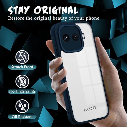 Image of V-TAN Back Cover for IQOO 15R 5G | TPU | Transparent Crystal Clear Case Compatible with IQOO 15R | Slim Fit, Camera Protective Shockproof Mobile Cover Design (Blue)