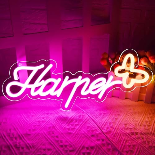 Image of Harper Name Neon Sign,LED Name Neon Light for Kids Bedroom,Birthday Party Decoration,Neon Sign Customizable for Wall Decor,Perfect Surprise for Girls,Size 15 * 6.3 inches(JTD0176)