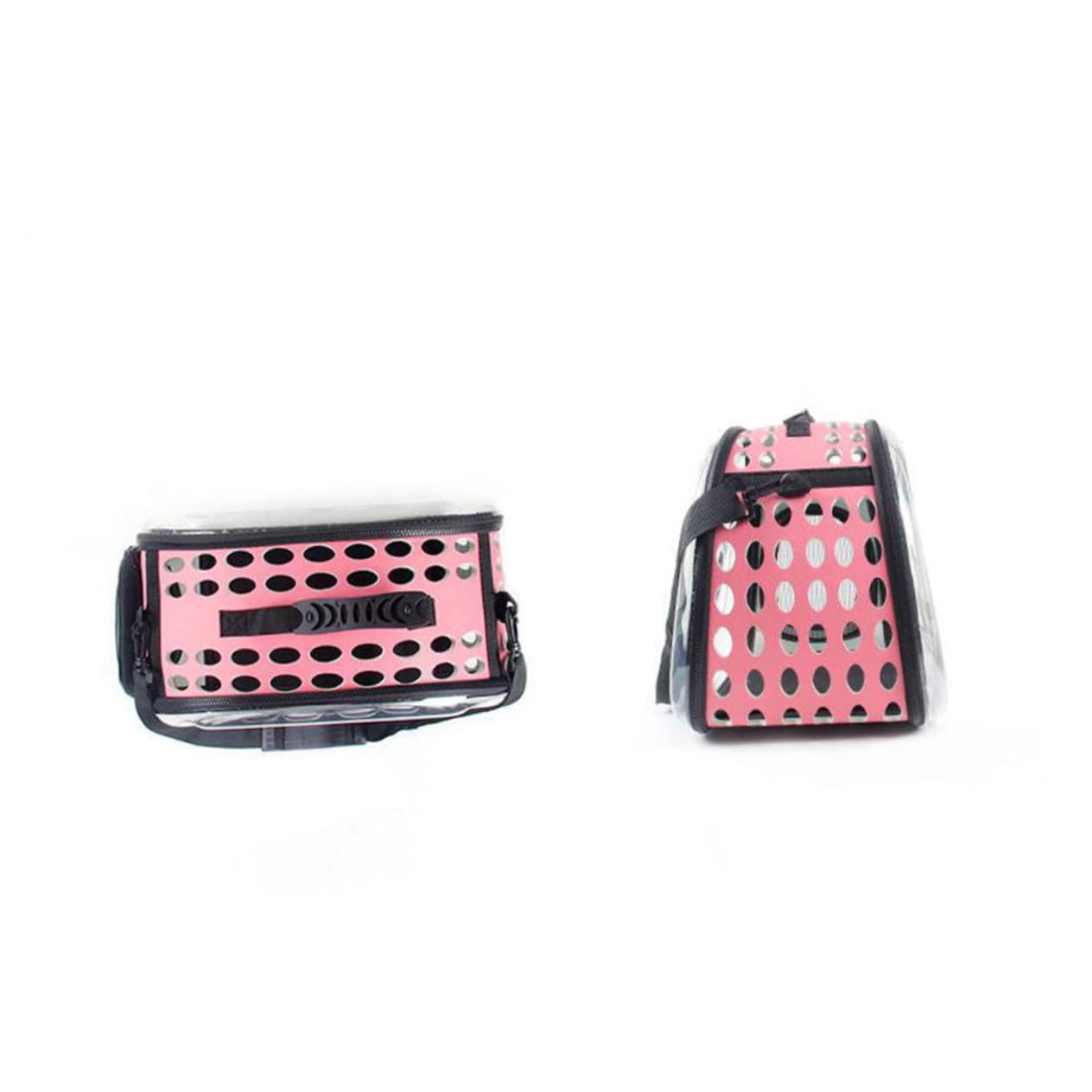 Katzentransportbox mit Transparentem Design, Eva, Rosa | Verstellbare Gurte mit Schnalle, für Hund und Haustier, für Reisen und Sightseeing