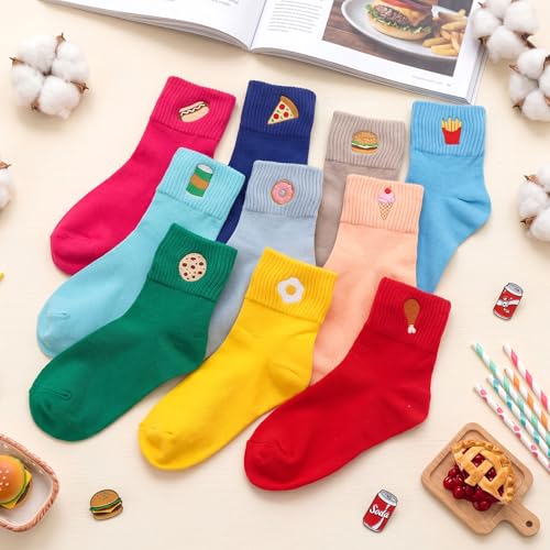 Image of Eurzom 10 Pairs Socks Womens Crew Elastic Ankle Length Cotton Socks Aesthetic Cute Lightweight Low Cut Gifts for Women