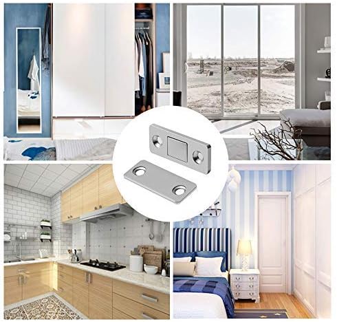 Miniatura 7 de Mousike Imanes magnéticos para puertas ultrafinas, de acero inoxidable, para cierre de puerta corrediza, armario de cocina, armario, armario (4