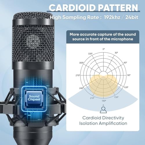 Image of IMAGINEA BM-800 Condenser Microphone Kit for Recording, Podcasting, YouTube, Gaming & Live Streaming with Shock Mount, Foam Cover, XLR to 3.5mm Cable and Audio Splitter (Black)