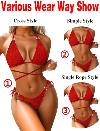 Image of Women Bikini Set Metal Ring Two Piece Swimsuit