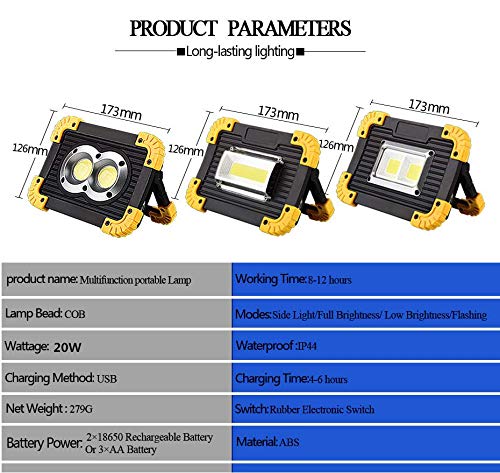 image for Radjawali Portable 20W COB LED Work Light, Outdoor Lantern Lamp, Flood