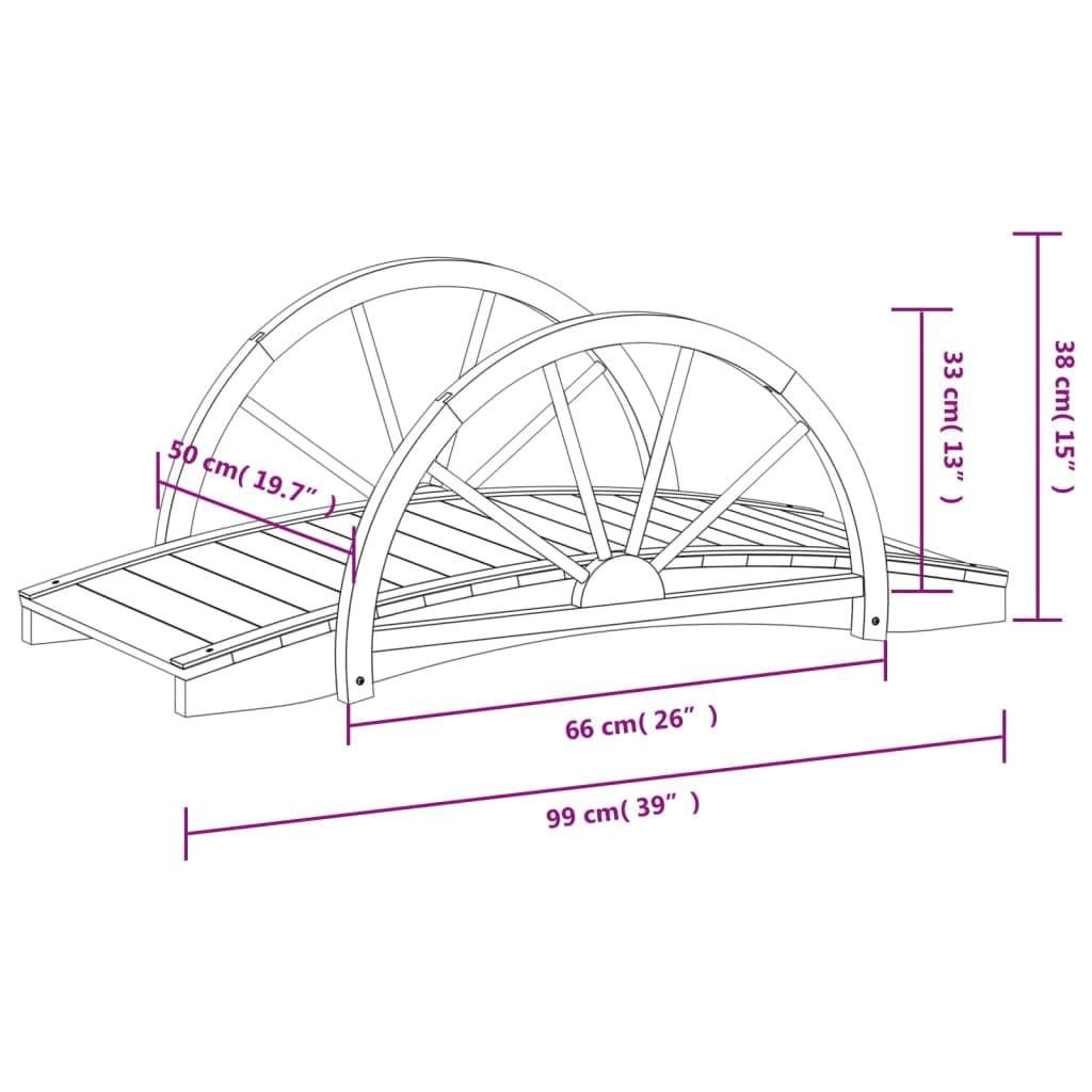 Gartenbrücke mit Rad-Design 99x50x38 cm Massivholz Tanne, Teich Deko, Deko Garten, Teichbrücke, Garden Bridges, Gartendekoration Groß