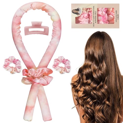 Jsdoin Hair Curlers Hair Curler Heatless Curl Set Heatless Curls Large Hair Curlers DIY Hairstyle Hair Curler 1 unit and Silk Scrunchie 2 units 1 Hairpin